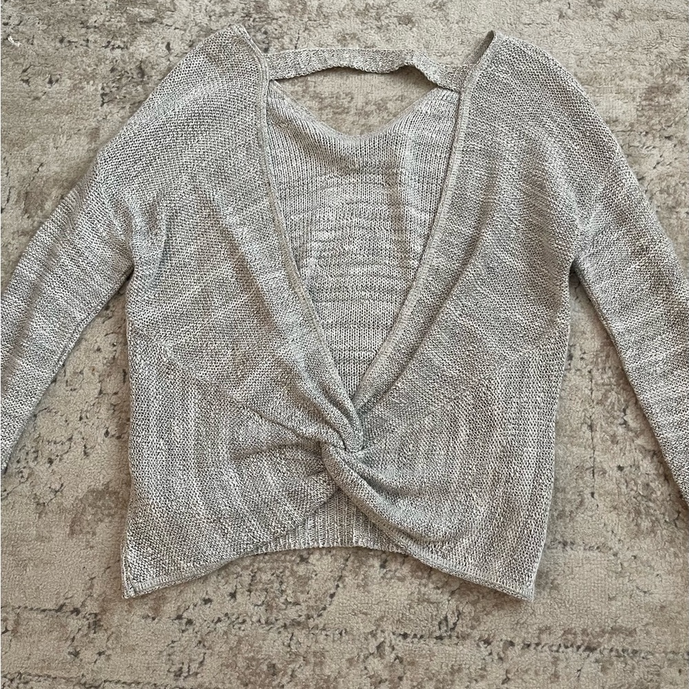 EXPRESS Y2K Low Back Twist Toe Sweater Gray Womens Small